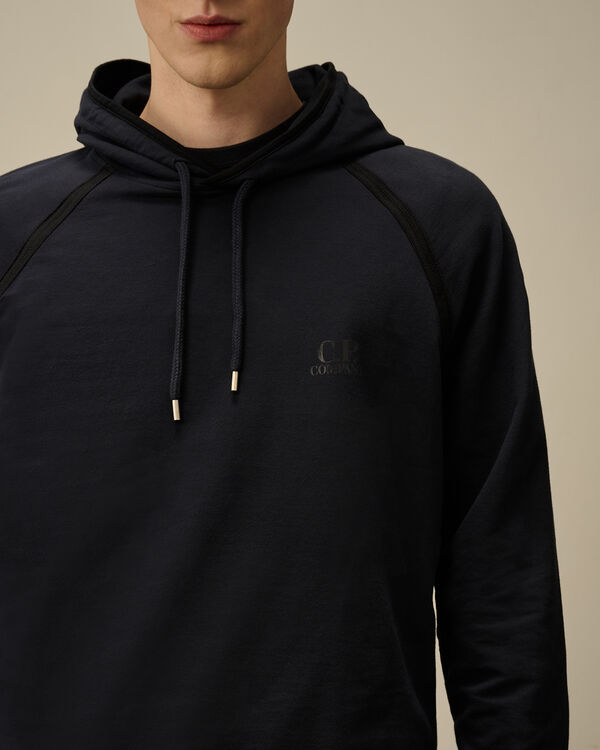 C.p. Company Light Fleece Logo Hooded Sweatshirt TOTAL ECLIPSE - BLUE