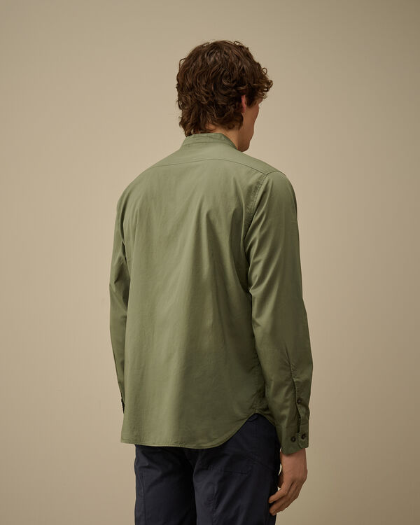 C.p. Company Light Mussola Banded Collar Shirt THYME - GREEN
