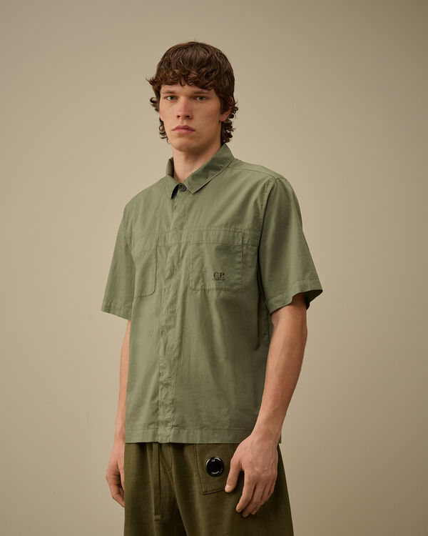 C.p. Company Light Mussola Boxy Short Sleeve Shirt THYME - GREEN