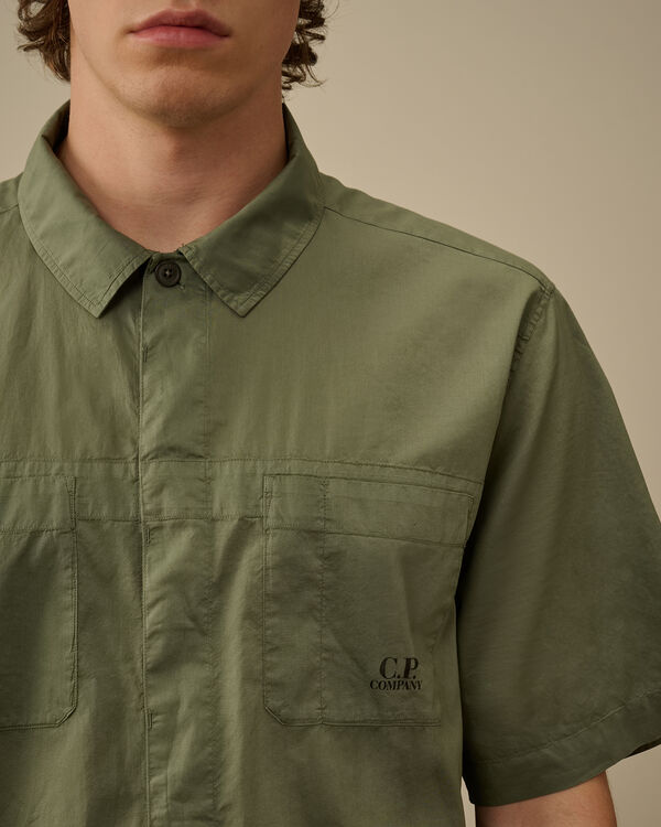 C.p. Company Light Mussola Boxy Short Sleeve Shirt THYME - GREEN