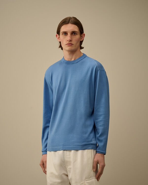 C.p. Company Lisle Thread Crewneck Logo Knit PACIFIC COAST - LIGHT-BLUE