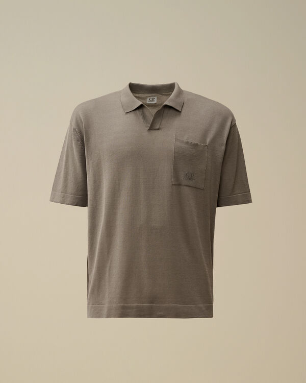 c.p. company Lisle Thread Polo Knit SMOKED PEARL - GREY