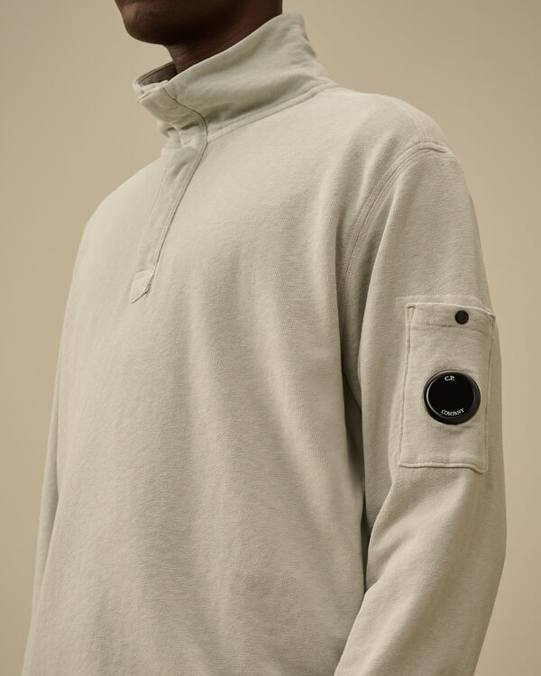 C.p. Company Malfilè Fleece Half Button Sweatshirt BLUE FOX - GREY