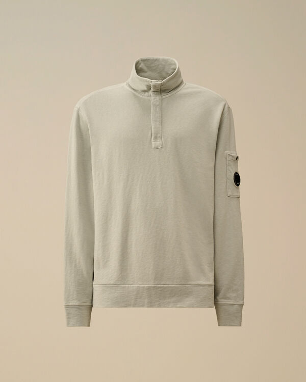 c.p. company Malfilè Fleece Half Button Sweatshirt BLUE FOX - GREY