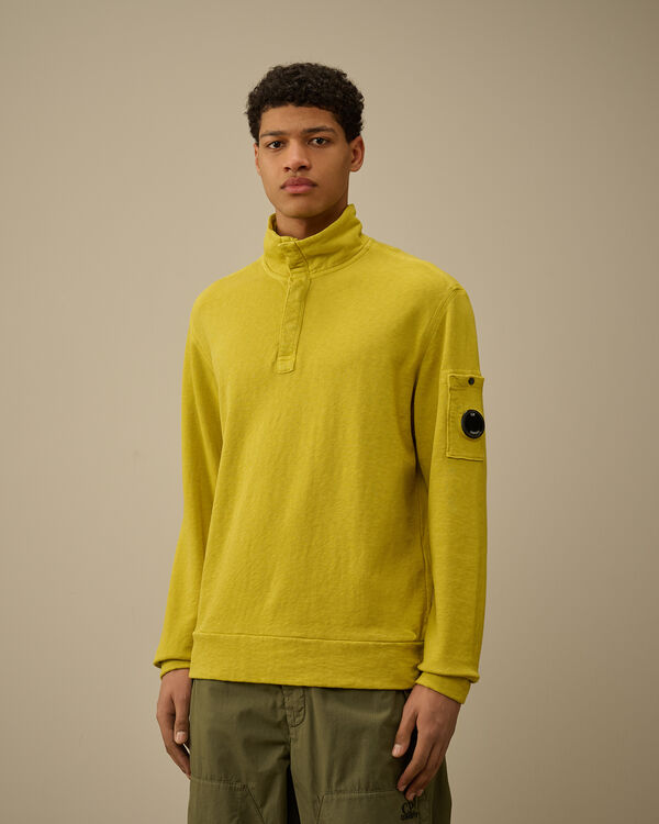 C.p. Company Malfilè Fleece Half Button Sweatshirt CRESS GREEN - YELLOW