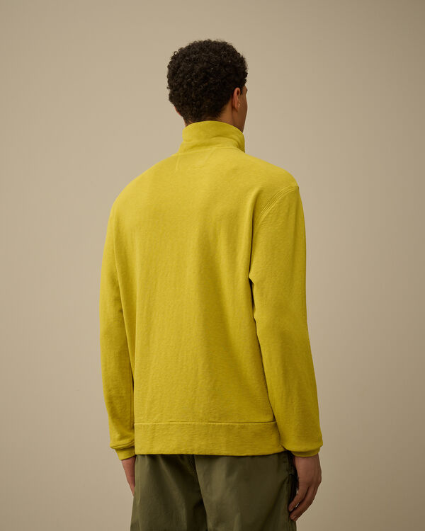 C.p. Company Malfilè Fleece Half Button Sweatshirt CRESS GREEN - YELLOW