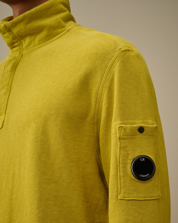 C.p. Company Malfilè Fleece Half Button Sweatshirt CRESS GREEN - YELLOW