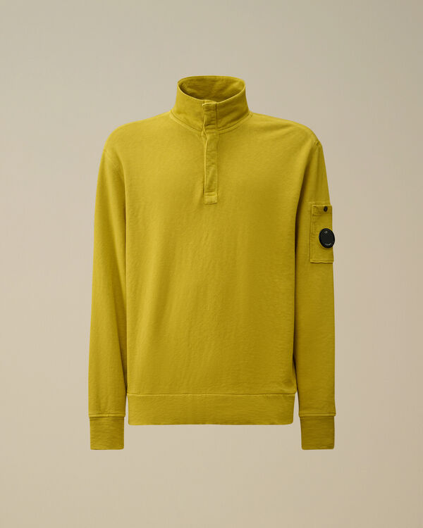 c.p. company Malfilè Fleece Half Button Sweatshirt CRESS GREEN - YELLOW