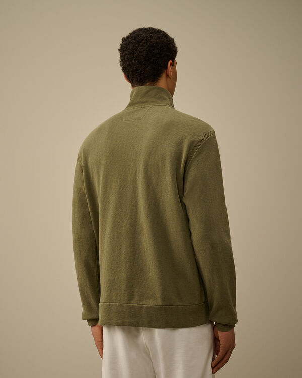 C.p. Company Malfilè Fleece Half Button Sweatshirt THYME - GREEN