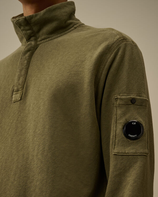 C.p. Company Malfilè Fleece Half Button Sweatshirt THYME - GREEN