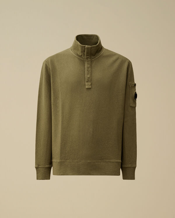 c.p. company Malfilè Fleece Half Button Sweatshirt THYME - GREEN c.p. company Malfilè Fleece Half Button Sweatshirt THYME - GREEN