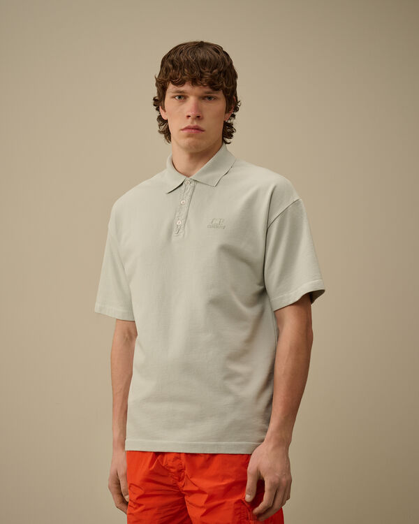 C.p. Company Micro Pattern Jersey Jacquard Polo BLUE FOX - GREY