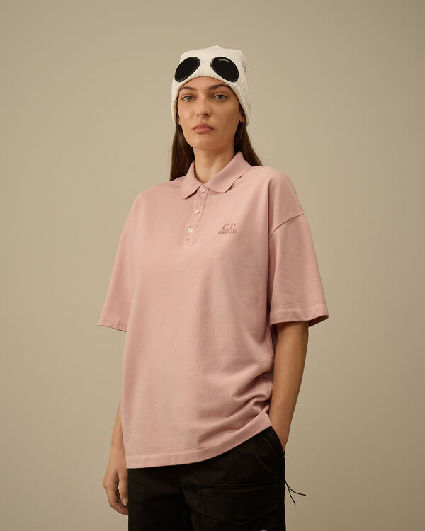 C.p. Company Micro Pattern Jersey Jacquard Polo MISTY ROSE - PINK