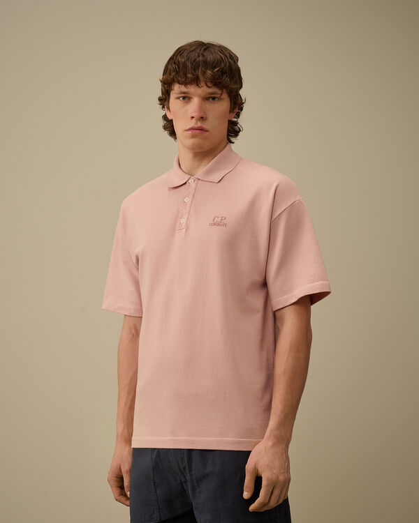 C.p. Company Micro Pattern Jersey Jacquard Polo MISTY ROSE - PINK