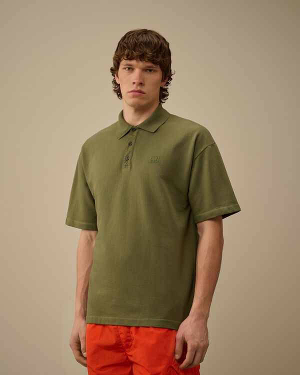C.p. Company Micro Pattern Jersey Jacquard Polo THYME - GREEN