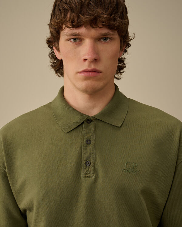 C.p. Company Micro Pattern Jersey Jacquard Polo THYME - GREEN