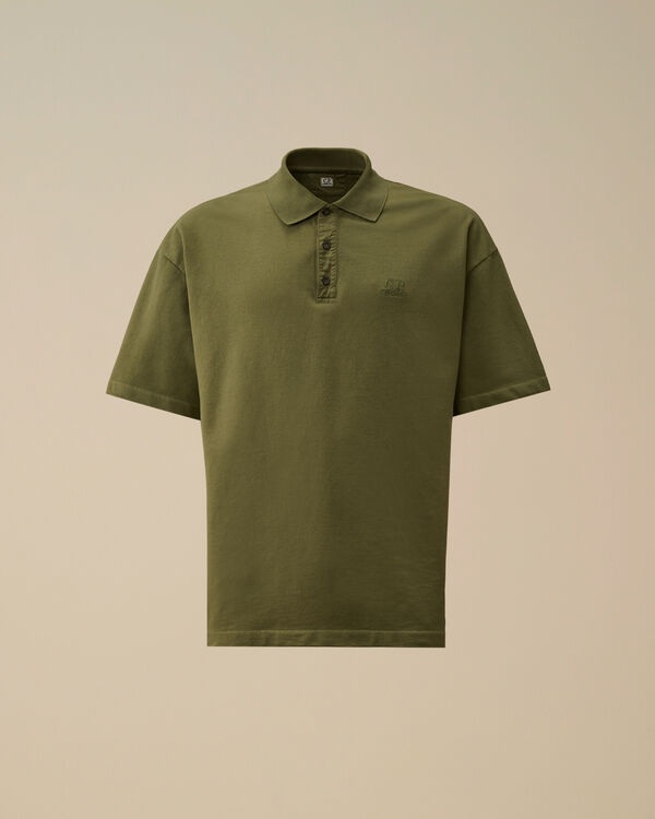 c.p. company Micro Pattern Jersey Jacquard Polo THYME - GREEN