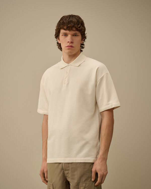 C.p. Company Micro Pattern Jersey Jacquard Polo TURTLEDOVE - WHITE