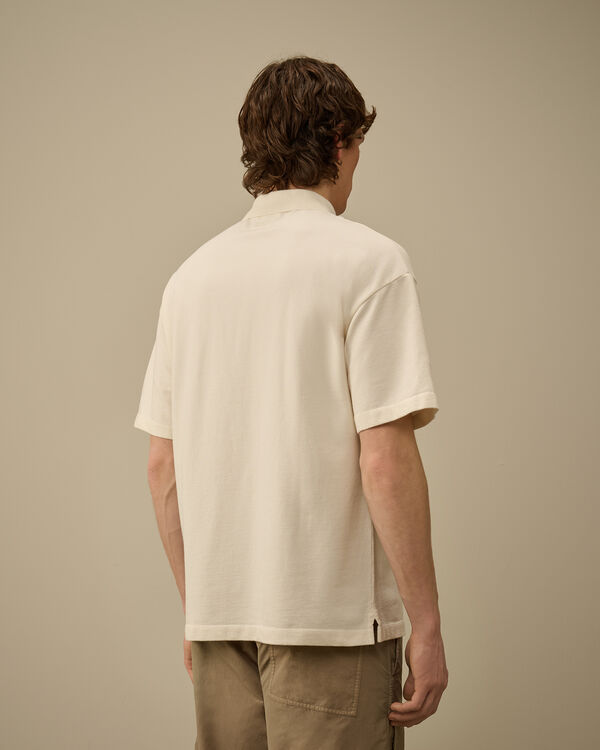 C.p. Company Micro Pattern Jersey Jacquard Polo TURTLEDOVE - WHITE