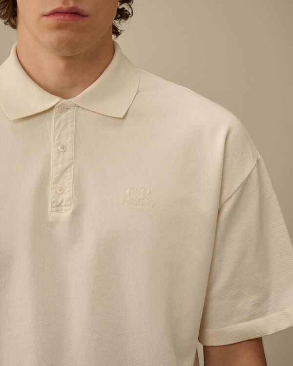 C.p. Company Micro Pattern Jersey Jacquard Polo TURTLEDOVE - WHITE