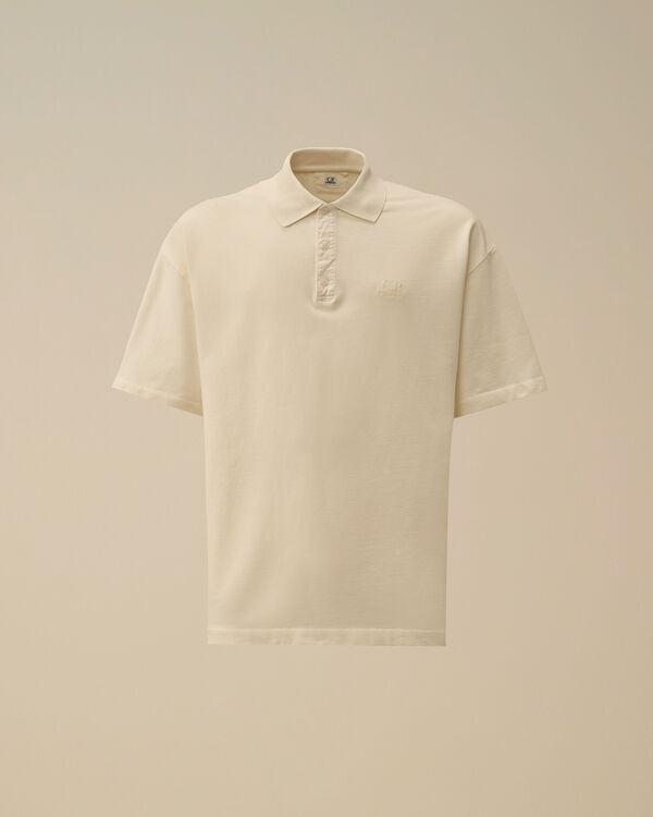 c.p. company Micro Pattern Jersey Jacquard Polo TURTLEDOVE - WHITE c.p. company Micro Pattern Jersey Jacquard Polo TURTLEDOVE - WHITE