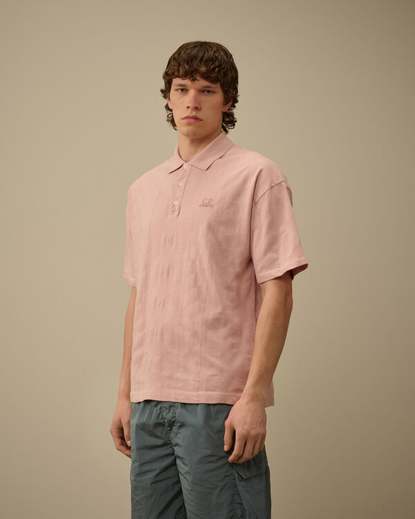 C.p. Company Multi Pattern Jersey Jacquard Polo MISTY ROSE - PINK