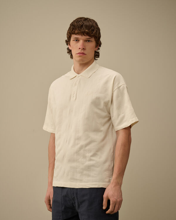 C.p. Company Multi Pattern Jersey Jacquard Polo TURTLEDOVE - WHITE
