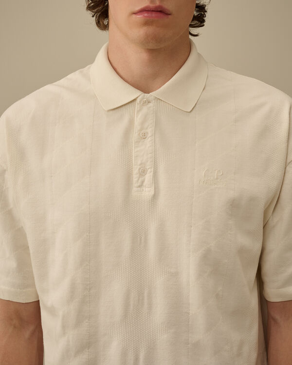 C.p. Company Multi Pattern Jersey Jacquard Polo TURTLEDOVE - WHITE