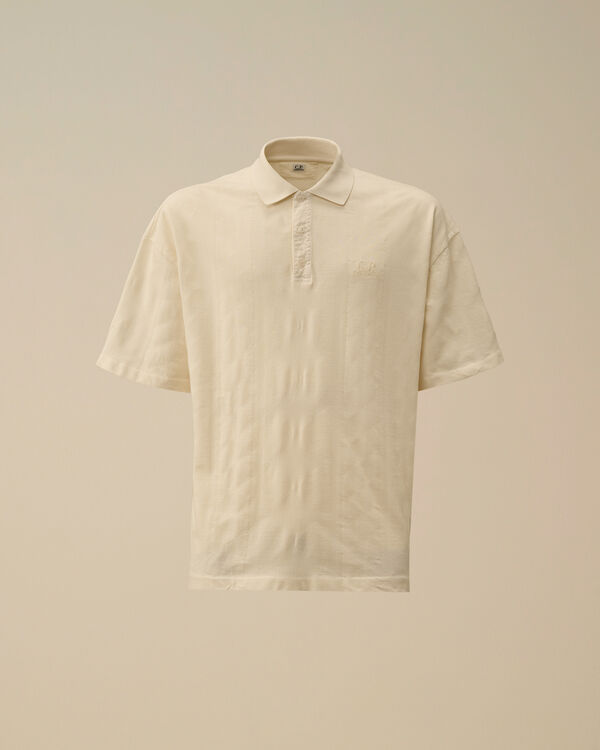 c.p. company Multi Pattern Jersey Jacquard Polo TURTLEDOVE - WHITE