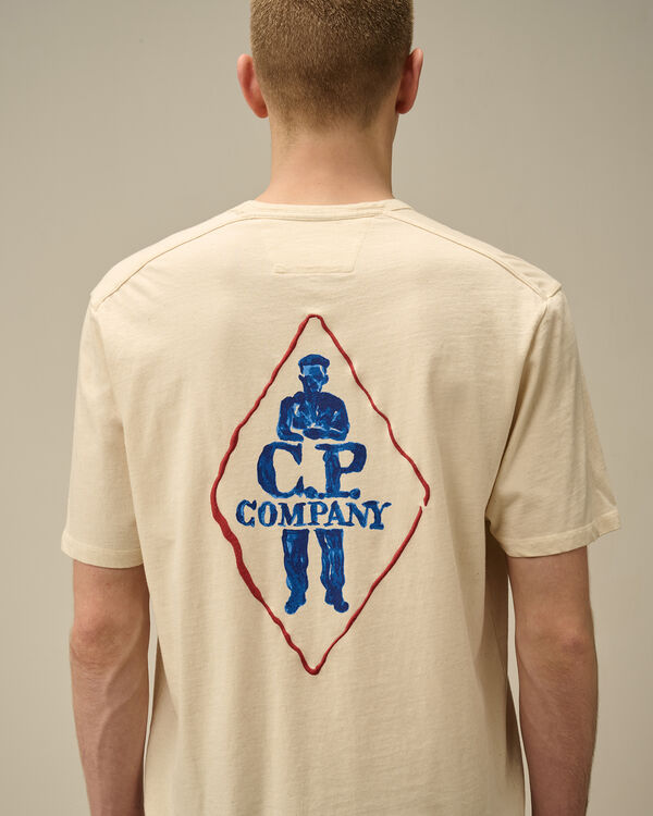 C.p. Company Natural Jersey Logo T-Shirt PISTACHIO SHELL - BEIGE