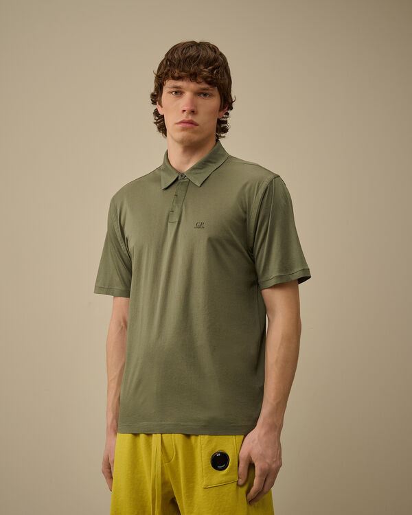 C.p. Company No Gravity Jersey Logo Polo THYME - GREEN