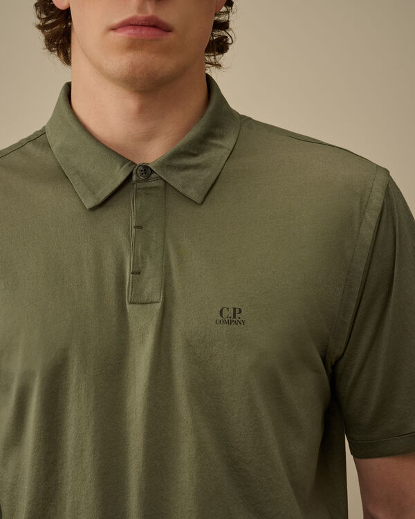 C.p. Company No Gravity Jersey Logo Polo THYME - GREEN