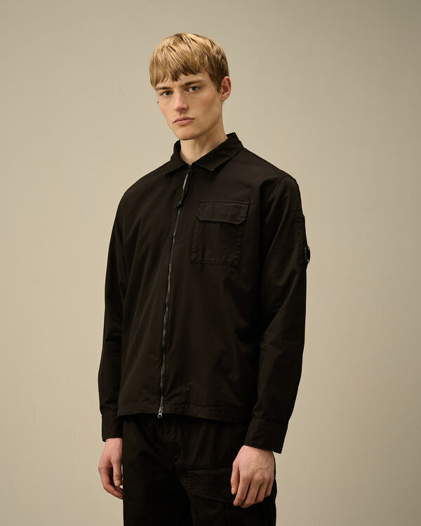 C.p. Company Organic Gabardine Full Zip Overshirt BLACK