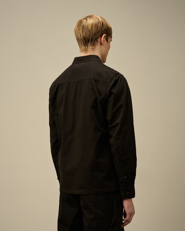 C.p. Company Organic Gabardine Full Zip Overshirt BLACK