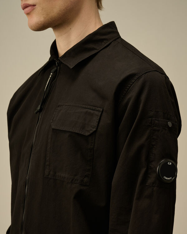 C.p. Company Organic Gabardine Full Zip Overshirt BLACK