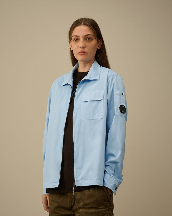 C.p. Company Organic Gabardine Full Zip Overshirt CERULEAN - LIGHT-BLUE