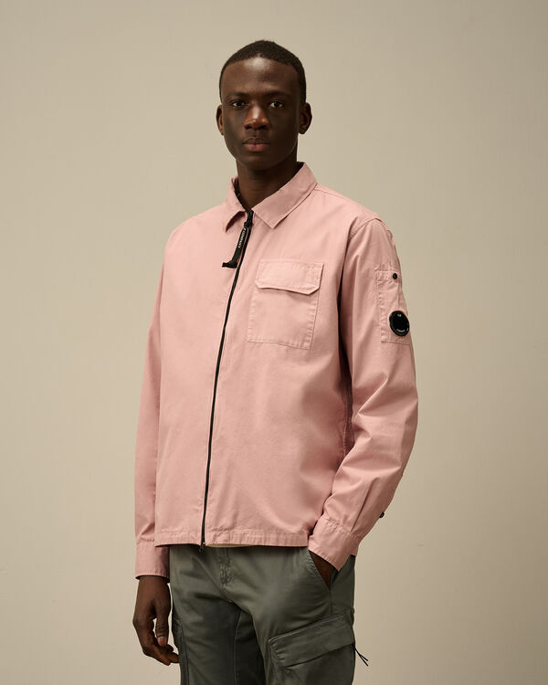C.p. Company Organic Gabardine Full Zip Overshirt MISTY ROSE - PINK