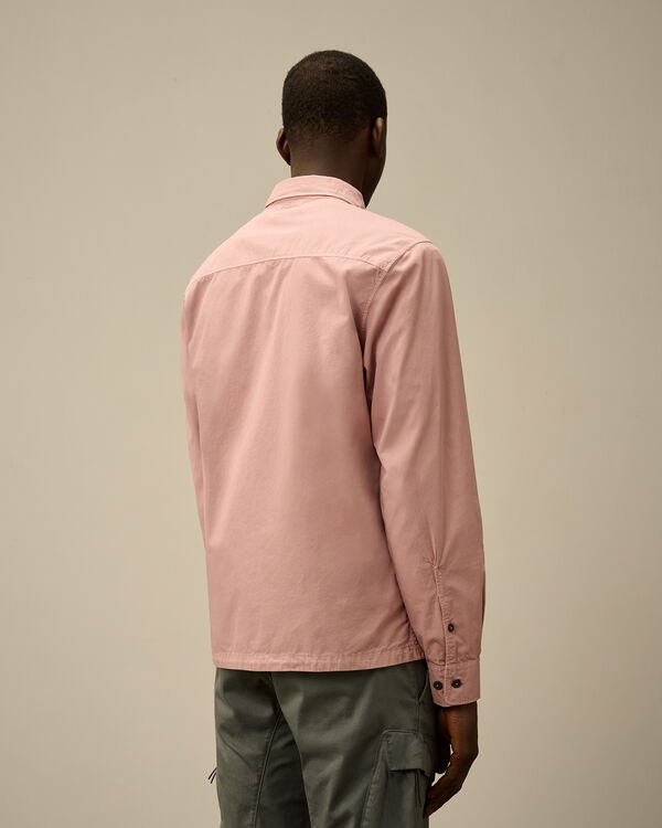 C.p. Company Organic Gabardine Full Zip Overshirt MISTY ROSE - PINK