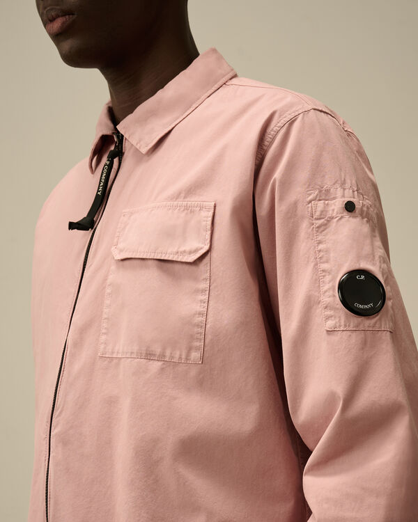 C.p. Company Organic Gabardine Full Zip Overshirt MISTY ROSE - PINK