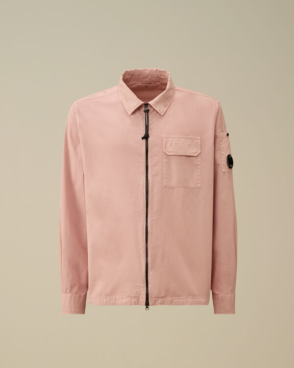 c.p. company Organic Gabardine Full Zip Overshirt MISTY ROSE - PINK