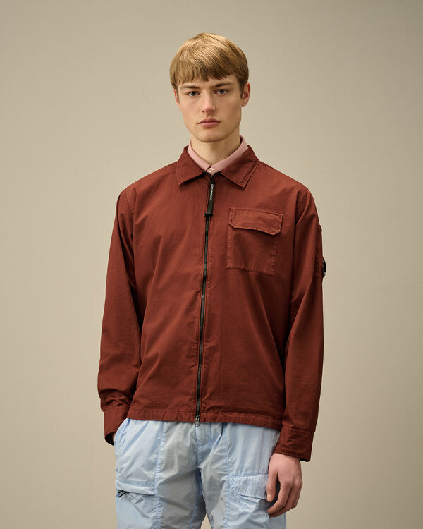 C.p. Company Organic Gabardine Full Zip Overshirt SABLE - BROWN