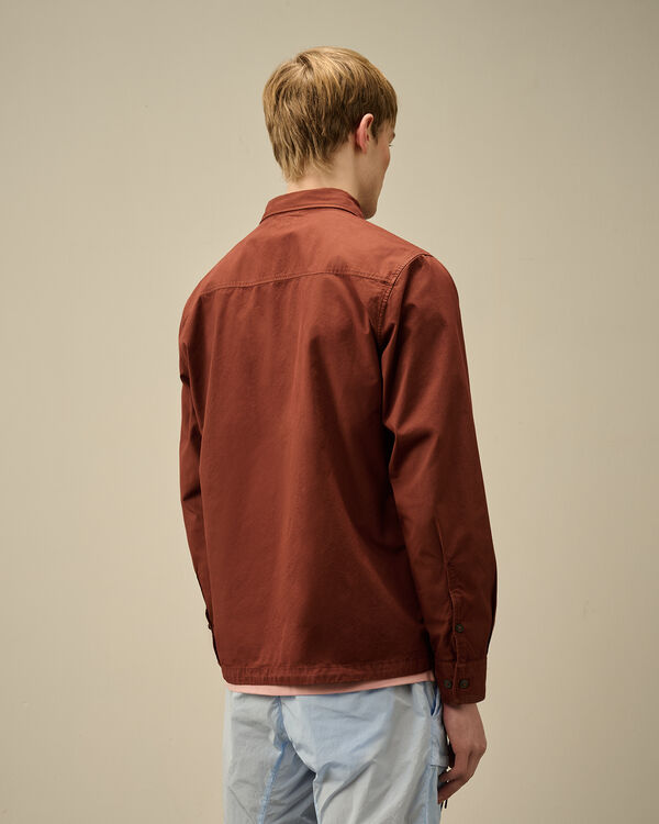 C.p. Company Organic Gabardine Full Zip Overshirt SABLE - BROWN