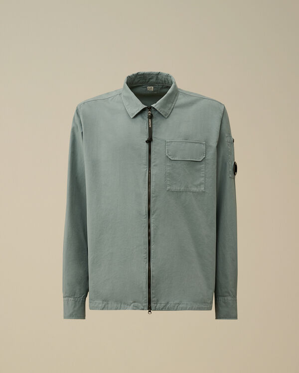 c.p. company Organic Gabardine Full Zip Overshirt STORMY WEATHER - BLUE