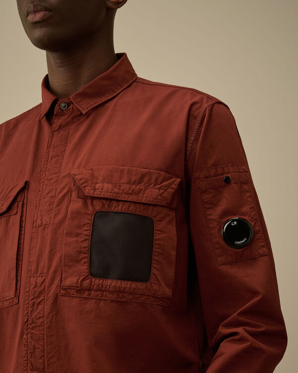 C.p. Company Organic Gabardine Lens Overshirt SABLE - BROWN
