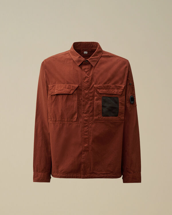 c.p. company Organic Gabardine Lens Overshirt SABLE - BROWN