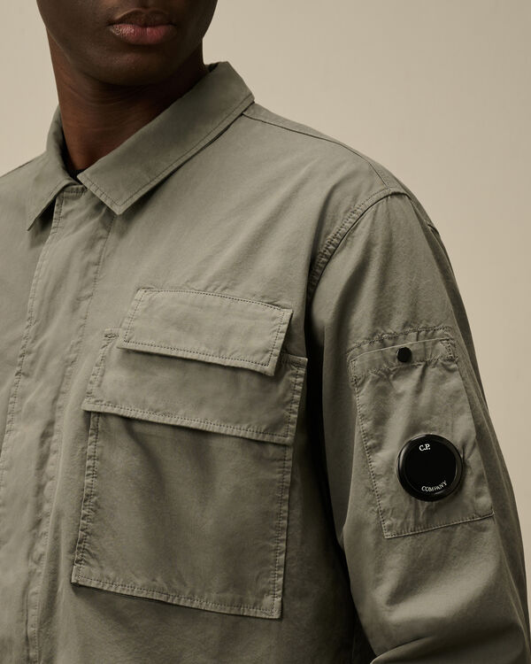 C.p. Company Organic Gabardine Utility Lens Shirt SMOKED PEARL - GREY