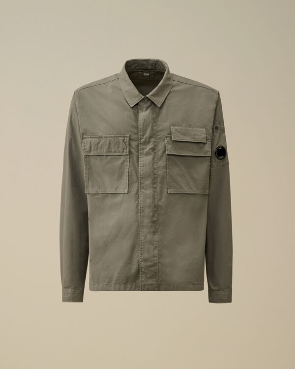 c.p. company Organic Gabardine Utility Lens Shirt SMOKED PEARL - GREY