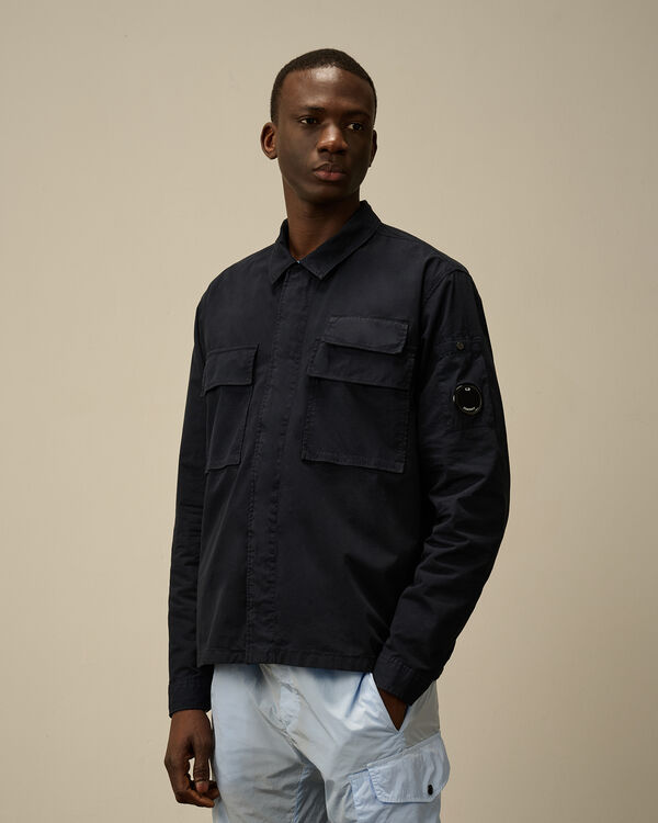 C.p. Company Organic Gabardine Utility Lens Shirt TOTAL ECLIPSE - BLUE