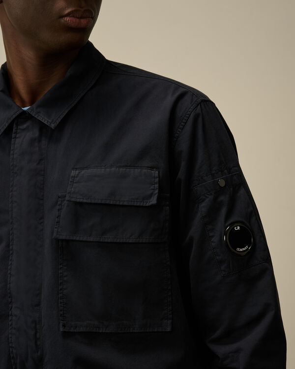 C.p. Company Organic Gabardine Utility Lens Shirt TOTAL ECLIPSE - BLUE