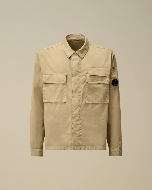 c.p. company Organic Gabardine Utility Lens Shirt VINTAGE KHAKI - BEIGE